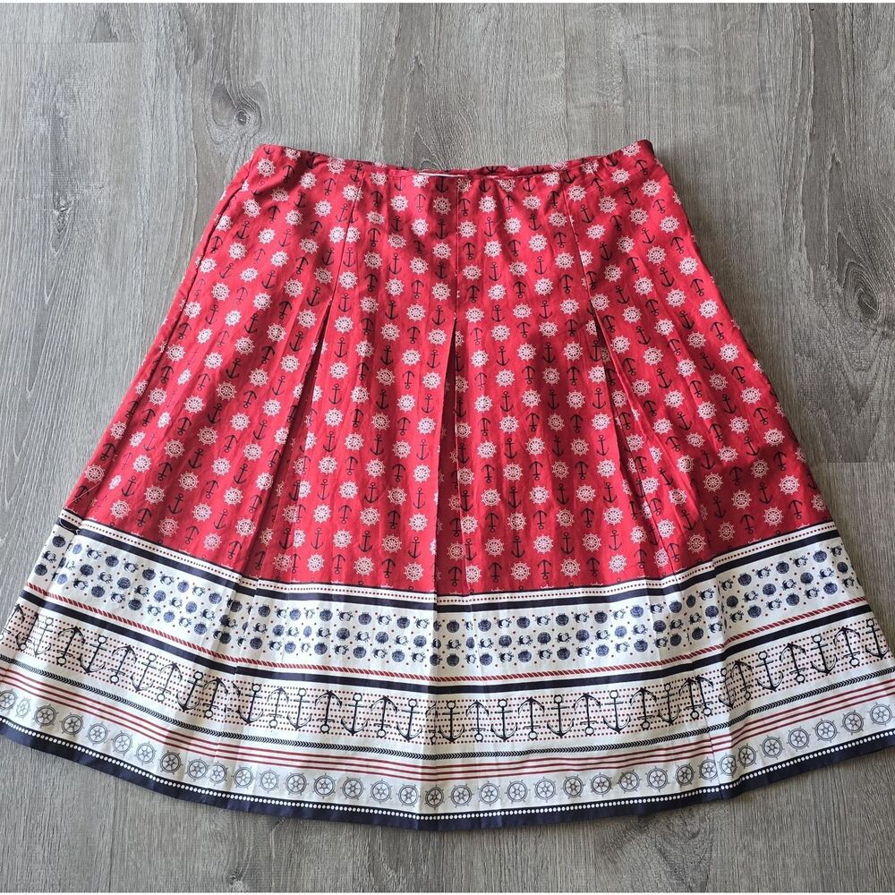 Charter Club Nautical Anchor Red White & Blue A-Line Coastal Skirt Size 10